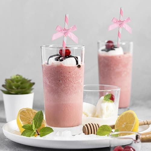 30Pcs Pink Paper Straws for Drinking, Cute Pink Bow Party Straws Bulk for Juice Coffee Tea Cocktail Milkshake thumbnail 2