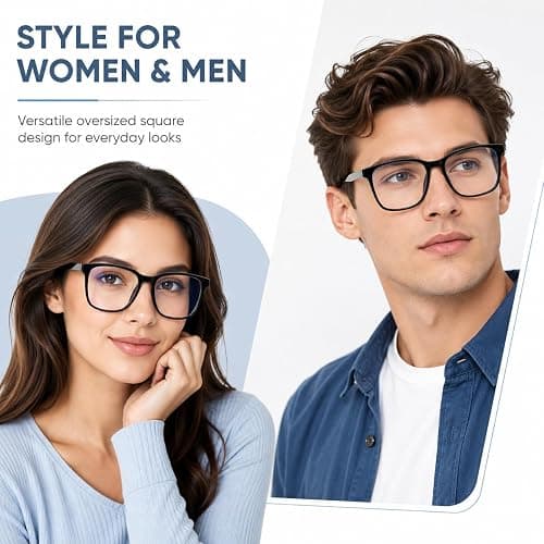TEAPLMTT Oversized Square Blue Light Blocking Glasses Anti Glare Computer Glasses thumbnail 7