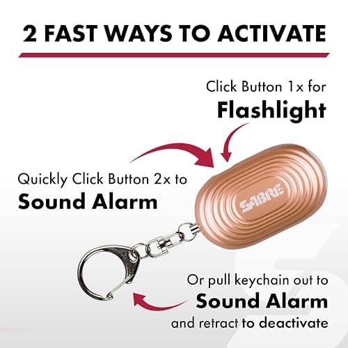 SABRE Personal Safety Kit with Pepper Spray and 2-in-1 Personal Alarm with LED Light, 0.54 fl oz, 25 Bursts,130dB Alarm, Audible Up to 1,250 Feet thumbnail 5