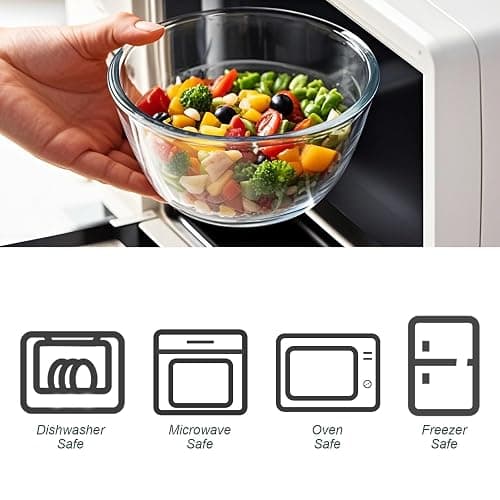 M MCIRCO Glass Mixing Bowls with Lids, 4 Packs Glass Bowl Set, Nesting Bowls for Meal Prep, Food Storage, Glass bowl For Cooking, Baking, BPA-Free, 0.8/1.7/1.6/2.9/4.8 Qt - 4pcs thumbnail 6