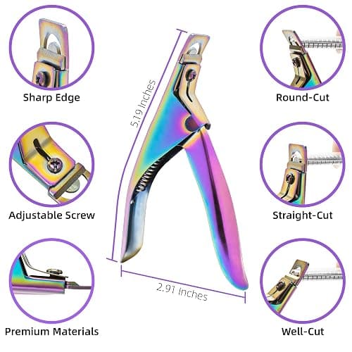 Yaya Acrylic False Nail Clipper with Magnets, Nail Tip Cutter with Length Measurement, 15Pcs Magnets (Rainbow) thumbnail 2