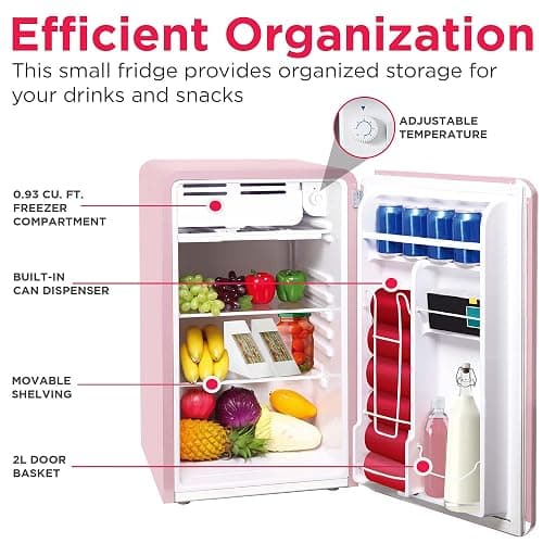Frigidaire EFR372-PINK 3.2 Cu Ft Pink Retro Compact Rounded Corner Premium Mini Fridge thumbnail 6