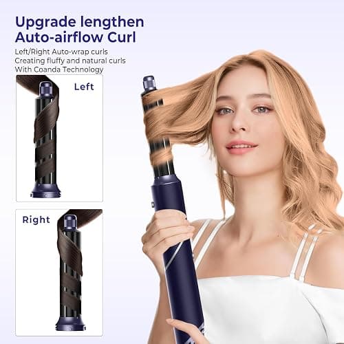 6 in 1 Hair Dryer Brush, Foldable Blow Dryer Brush with Wrap Curler, Detachable Air Hair Styler Curling, Drying,Volumizing, Straightening, Negative Ionic Hair Dryer with Diffuser, Hair Styling Tools - Blue thumbnail 3