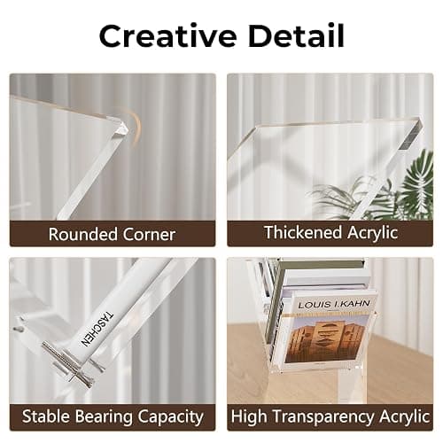 YiXinHo Small Bookshelf with Light, 3 Tier Acrylic Short and Petite Bookcase, Mini Tree Bookshelf for Compact Spaces/Desk/Living Room Decor/Bedroom/Apartment Decor/DVD Storage thumbnail 4