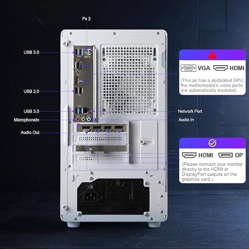 GPVHOSO Prebuilt Gaming PC Desktop, Intel i7-4770, GTX 1050 Ti 4G, 16GB RAM, 512GB SSD, Windows 11 Home, Casual Gaming & Home Office, White Tower thumbnail 6