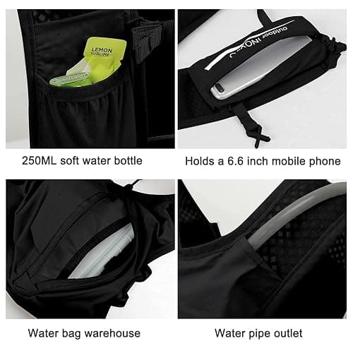 INOXTO Running Hydration Vest Backpack,Lightweight Insulated Pack with 1.5L Water Bladder Bag Daypack for Hiking Trail Running Cycling Race Marathon for Women Men thumbnail 4