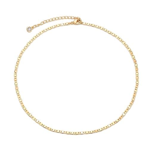 MEVECCO Dainty Gold Chain Choker Necklace 14K Gold Plated Handmade Boho Cute Tiny Beaded Link Choker Necklace Delicate Simple Minimalist Choker Necklace for Women - Image 1