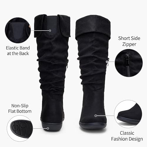 Vepose Women's 942 Knee High Boots Suede Slouch Flat Comfort Boots thumbnail 3