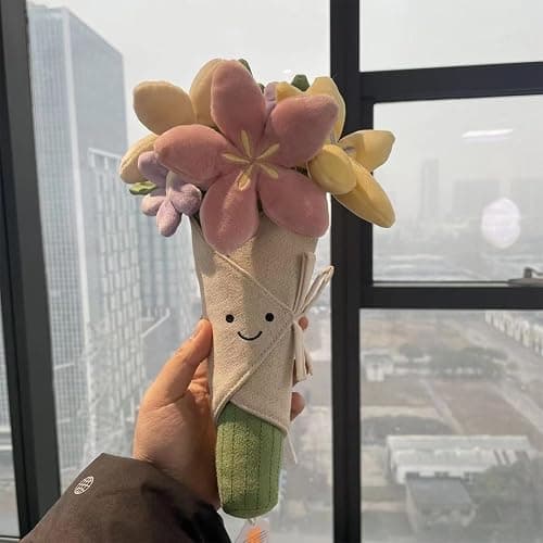 Courtco Cute Flower Plush Doll Stuffed Plant Plushie ，Decor Home Andbedroom Sweet Gifts for ，Cute Kawaii Gift for Valentines Day, Birthdays, Graduation, Wife, Girlfriend ，Mom for Boys and Girls thumbnail 7