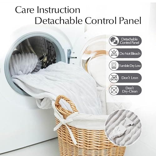 SNUGSUN Heated Blanket Throw Size, Soft and Cozy Electric Heating Blanket for Bed, Automatic Safety System 6 Heating Levels & 4 Hours Auto-Off, 50" x 60" Light Grey thumbnail 8