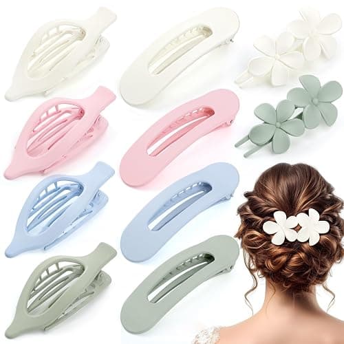 10 Pcs Flat Hair Clips for Women, 3 Styles French Flat Claw Clips Non-slip Matte Hair Clips for Thin Thick Hair, Multicolor - Image 1