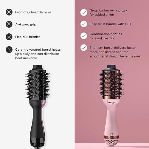 L'ANGE HAIR Le Volume 2-in-1 Titanium Blow Dryer Brush | Hot Air Brush for Hair Drying & Styling | Ionic Oval Barrel for Smooth, Frizz-Free Volume | (Blush – 60mm) thumbnail 4