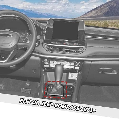 Jimen Fit for Jeep Compass 2021-2024, Center Console Gear Shift Cover Trim Frame (Carbon Fiber) thumbnail 2