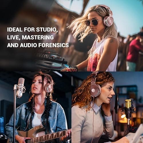 OneOdio Wired Over Ear Headphones Studio Monitor & Mixing DJ Stereo Headsets with 50mm Neodymium Drivers and 1/4 to 3.5mm Jack for AMP Computer Recording Podcast Keyboard Guitar Laptop - Pink thumbnail 6