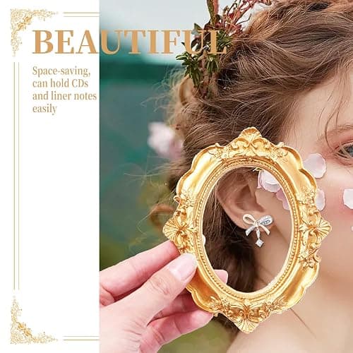ERESGREAT Mini gold frames Mini frame Small Picture Frames Magnetic Picture Frames for Refrigerator Vintage Picture frames Antique Vintage gold frame Jewelry Display Photo Frame Christmas Decor(5pcs，Gold) thumbnail 2
