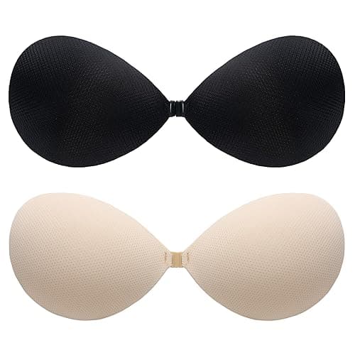BALIWELL Adhesive Bra Push Up, Women Strapless Sticky Backless Dress Bras, Invisible Lifting Stick on Bra - B