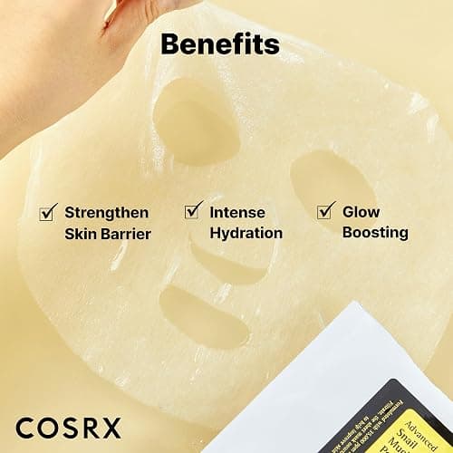 COSRX Snail Mucin Sheet Mask 10 EA with Snail Mucin Serum, Self Care, Face Masks for Dry, Sensitive Skin, Not Tested on Animals, No Parabens, No Sulfates, Korean Skin Care, Stocking Stuffers thumbnail 7