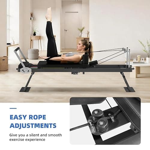 WNPANE Foldable Pilates Reformer for Home Use – Pilates Reformer Machine with Multi-Color Adjustable Resistance Bands, Space-Saving Reformer for Core Strength & Full Body Workout thumbnail 6