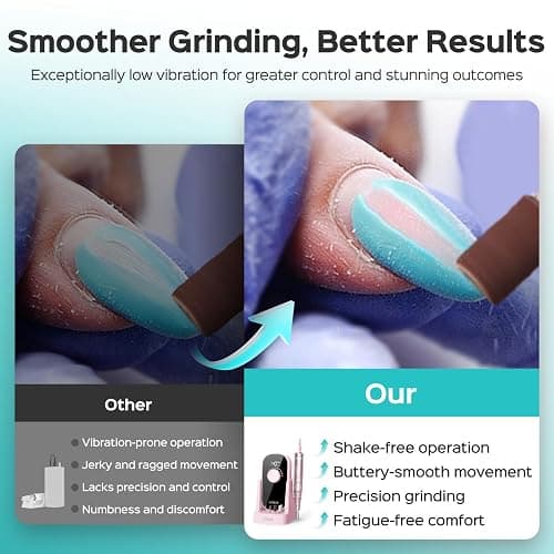 COSLUS E51 Electric Nail Drill Professional: Rechargeable Nail File with Stand for All Manicure Shaping & Gel Removal, Entry-Level Easy, 40000RPM E-File for Nail Art Practice, Home DIY and Salon, Pink thumbnail 2