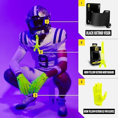 Nxtrnd Two Football Mouth Guard, Football Mouthpiece with Strap, Fits Adult & Youth (Neon Yellow) thumbnail 5