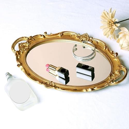XPXKJ 7 Inch Vintage Heart Mirror - Elegant Desk Makeup Mirror with Double Sided 360 Degree Rotation Vanity Mirror for Coquette Room Decor (Beige 1pcs) - Beige thumbnail 4