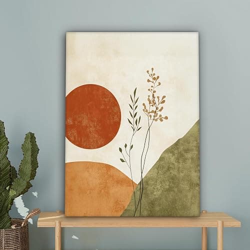 MuchoWow© Impressions sur Toile 50x70 cm Deco Tableau Murale Decoration Salon Peinture Tableaux Chambre Toiles Maison Soleil - Abstrait - Branches - Orange thumbnail 5