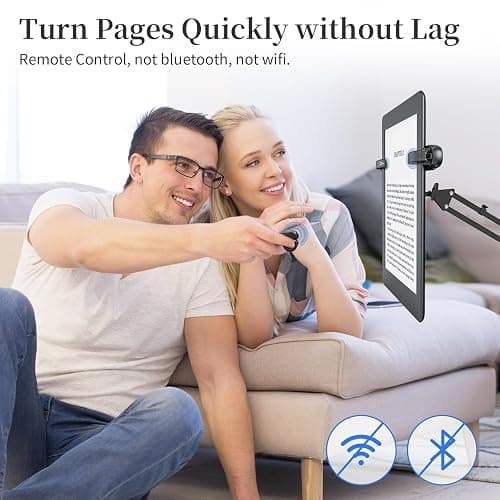 [2 Clips] Finger Ring Kindle Page Turner Remote Control for Paperwhite: Rechargeable Wireless Clicker for Reading on Bed for iPhone Android iPad, Camera Shutter & Video Record Accessories (Black) thumbnail 3