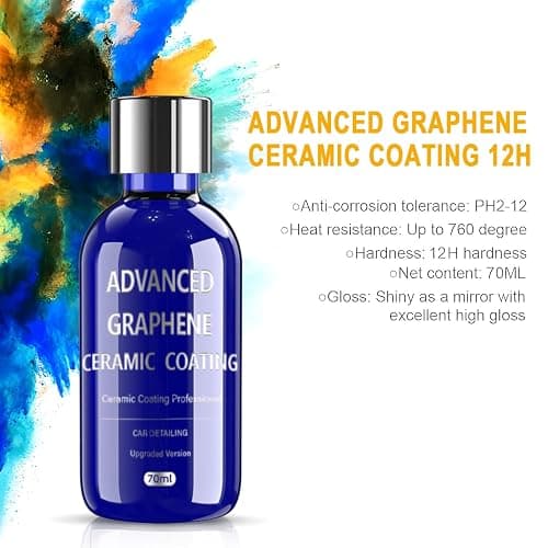 Advanced Graphene Ceramic Coating for Cars(70ML),12H Graphene Coating for Auto Car Detailing,10+ Years of Long Lasting Car Protection,Gloss Hydrophobicty Anti Scratch thumbnail 2