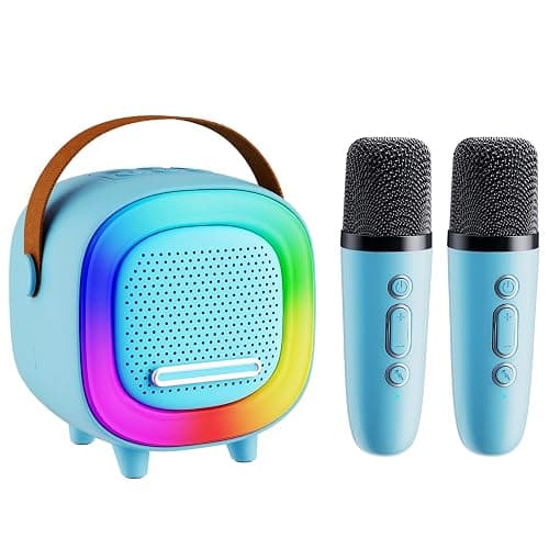 Mini Karaoke Machine Speaker for Kids Adults, Portable Bluetooth with 2 Wireless Microphones, Children's Day Birthday Gift Ideas for Toys for Teens Boys and Girls Aged 4, 5, 6, 7, 8, 9, 10, 11, 12+ - Image 1