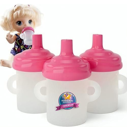 Doll Buddies Sippy Cup for Baby Alive Dolls | Sippy Dolls Accessories Compatible with Baby Alive Dolls that Drink and Wet | Doll Sippy Cup can be Filled with Water | 3 Pack - Image 1