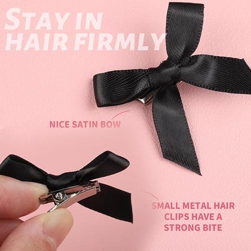 Teenitor 30pcs Hair Bow Pink Bow, Pink Black White Bows for Hair Small Hair Bows, Hair Bow Clips Cute Black White Bow Hair Accessories for Girls thumbnail 3
