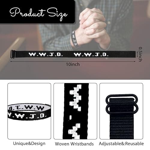 SKYFUN WWJD Bracelets Webbing What Would Jesus Do Bracelet for Men Women Adjustable Christian Woven Wristbands Bulk Religious Jewelry Accessories Gifts thumbnail 3