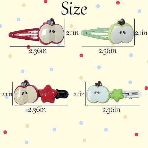 Piepaiho 8PCS Apple Hair Clip Small Fun Star Hair Clips for Girls &Women | Designed for Thick Thin Curly and Normal Hair. These Small Hair Clips Feature Tight Clamping Force To Fix Hair Firmly thumbnail 2