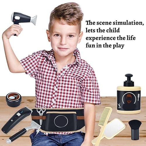 Children Barber Pretend Play Hairdressing with Hair Styling Tool Creative Roleplay Activity Game for Toddler Fun Kids Barber Toy thumbnail 7