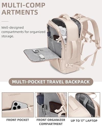 LARVENDER Carry on Luggage 22x14x9 Airline Approved Hardshell Suitcase with Wheels TSA Lock, PC+ABS Lightweight Suitcase Set for Women with Travel Backpack, Glossy Champagne thumbnail 5
