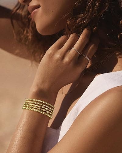 Howoo Bracelets for Women Stretch Beaded Bracelets Stackable Bead Ball Bracelet for Women Trendy Gift thumbnail 4
