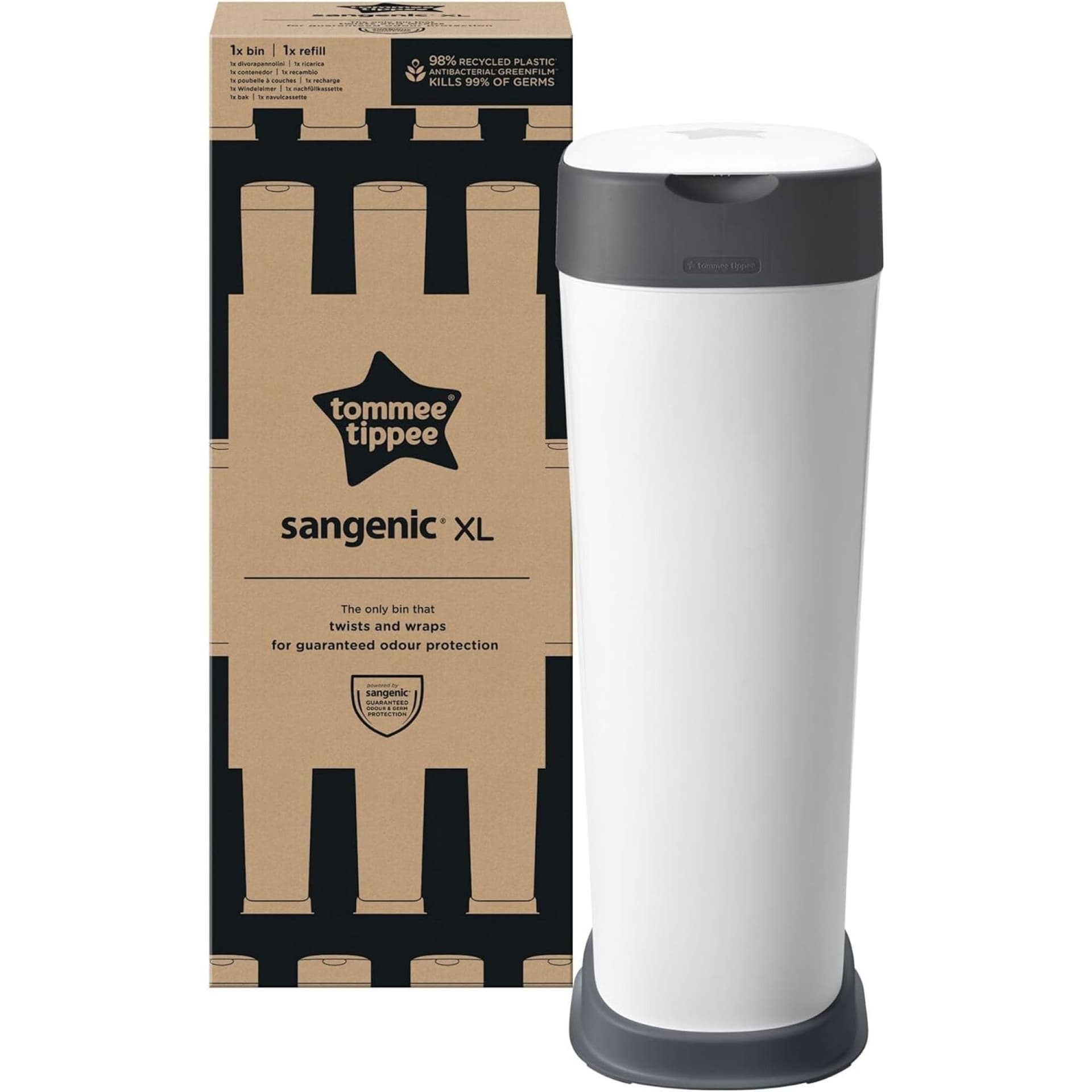 Tommee Tippee Twist and Click nappy bin, size XL, for up to 60 diapers, more environmentally friendly system thumbnail 5