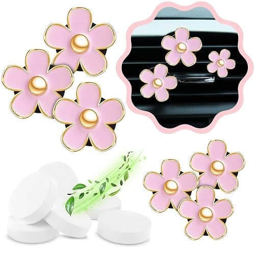 6 Pieces Daisy Car Decoration Flower Air Vent Clip Air Conditioning Outlet Clip Car Air Freshener Clip Car Interior Decor Charm Colorful Interior Accessories for Girls Women - Image 1