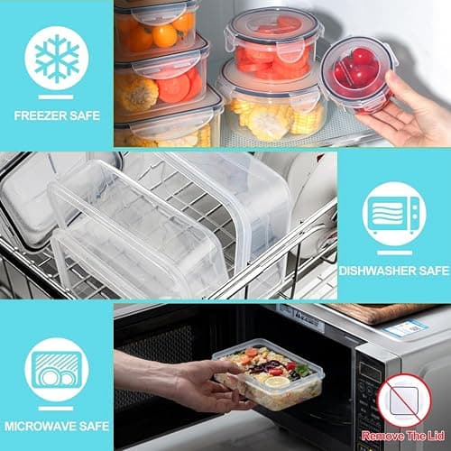 Pure Future 50-Piece Food Storage Containers Set (25-Pack) - Includes 2x JUMBO 2.5L (84oz) & 2x 1.5L Large Bins, Airtight Plastic Meal Prep Lunch Boxes with Lids, Microwave/Freezer Safe, BPA Free thumbnail 3
