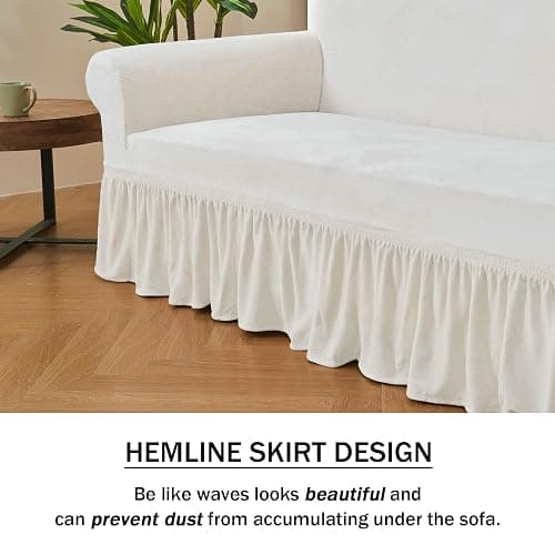 NICEEC Armchair Cover Super Soft 1-Piece White Armchair Slipcover Stretch Universal Spandex Couch Covers for Living Room Easy Fit Washable Furniture Sofa Protector with Skirt thumbnail 5