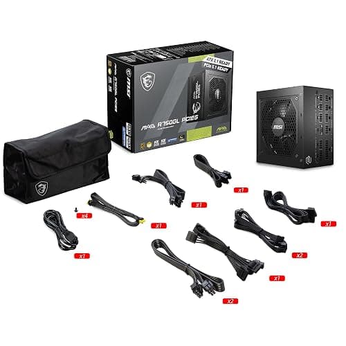 MSI MAG A750GL PCIE5, Fully Modular Compact Gaming 750W Power Supply, 80+ Gold, ATX 3.1 & PCIe 5.1 Ready, Native Dual-Color 12V-2x6 Cable, 10 Year Warranty thumbnail 4