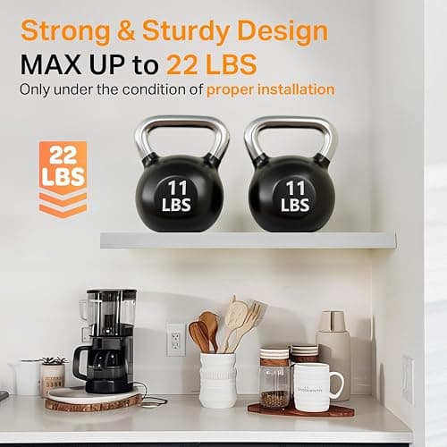 BAYKA White Floating Shelves 15.7in, Set of 3, Wall Mounted for Wall Decor | Easy Install, 22lbs Max Load, Hidden Bracket, Shelving for Bathroom Bedroom Kitchen Display Storage, Multi-Wall Compatible thumbnail 4