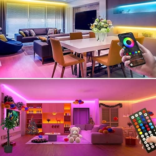 Baeyateda Battery Operated LED Strip Lights 26ft RGB Color Changing, Music Sync, Remote & App Control for Bedroom, Party, TV, Decor (26ft) thumbnail 4