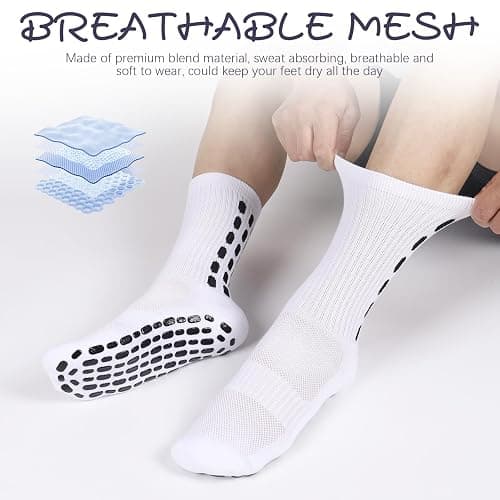 Barrlves 6 Pairs Grip Soccer Socks Colorful Non Slip Sports Football Basketball Hospital Yoga Socks for Men Women thumbnail 5