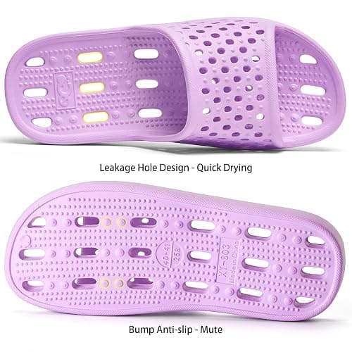 Xomiboe Shower Shoes Quick Drying Non-Slip Comfortable Men Women House Slippers - 6-7 Women/5-5.5 Men - Black thumbnail 6
