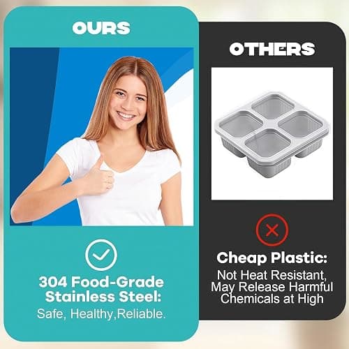 BSTUR Stainless Steel Snack Containers, 6-Pack Reusable Grab and Go Containers with Lids, Dual Compartment Bento Box for Travel, Camping & Lunch Prep thumbnail 5