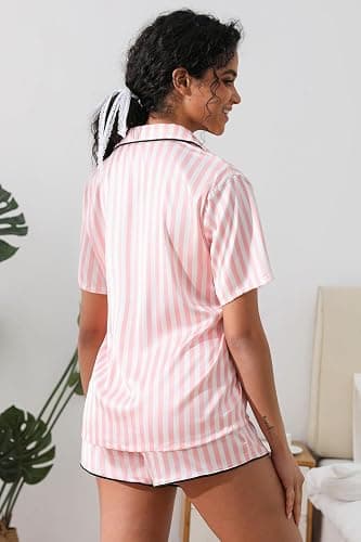 Yoohipuy Women's Pajamas Set Sleepwear with Short Sleeve Top & Elastic Waist Shorts thumbnail 5