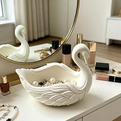 3D Printed Elegant Swan Organizer, Decorative Jewellery Tray, Makeup Holder | Hallway Bowl Resins Jewellery Dish Aesthetic Jewellery Bowl for Entryway Bedside Table Desk Office thumbnail 5
