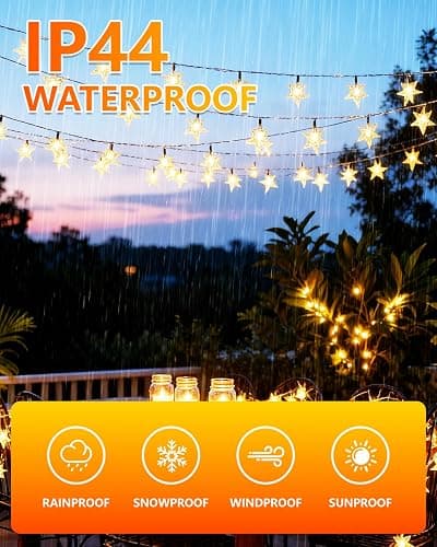 Twinkle Star 100 LED Star String Lights Plug in 33FT, Warm White | Plug In, Waterproof, Indoor Outdoor Use, Bedroom Wedding Party Ramadan Christmas Decor thumbnail 4
