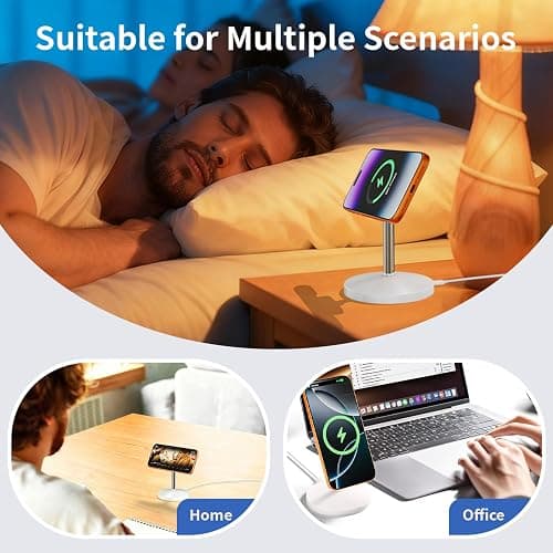 Magnetic Wireless Charger iPhone Stand,Qi2-Certified 25W Mag-Safe Charger Fast Charging Stand 35W USB C Adapter 6FT Cable Wireless Fast Charging Station for iPhone 17 Pro Max/17/16/15/14/13/12,AirPods thumbnail 5